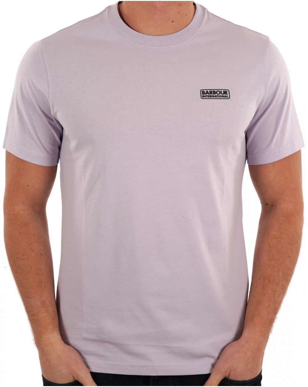 Barbour International – T-Shirt mit kleinem Logo in Distel