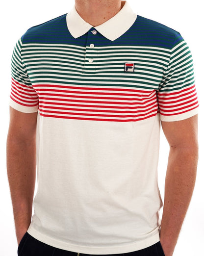 Fila Vintage Talos Gestreiftes Poloshirt Off White