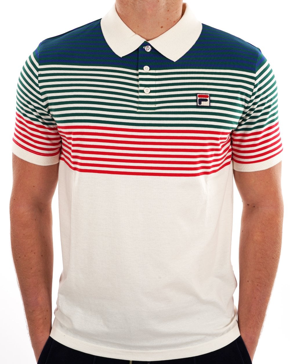 Fila Vintage Talos Gestreiftes Poloshirt Off White