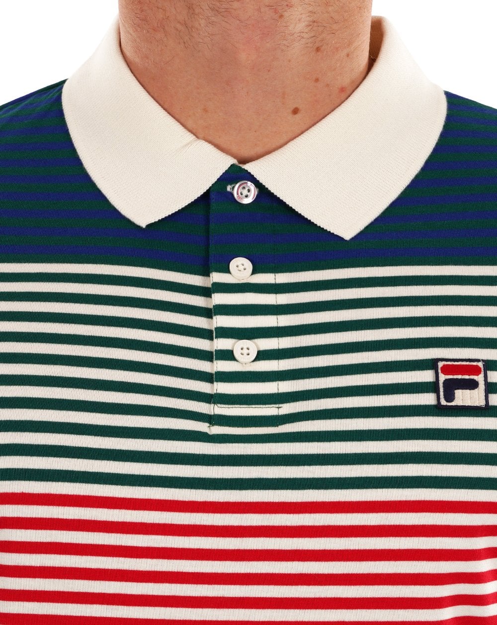 Fila Vintage Talos Gestreiftes Poloshirt Off White