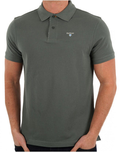 Barbour – Tartan-Piqué-Poloshirt in Vintage-Blaugrün