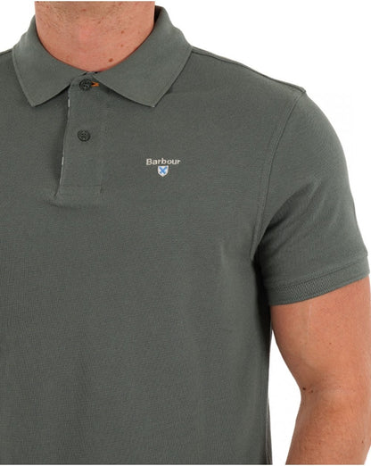 Barbour – Tartan-Piqué-Poloshirt in Vintage-Blaugrün