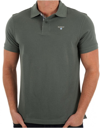 Barbour – Tartan-Piqué-Poloshirt in Vintage-Blaugrün