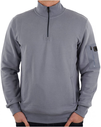 Barbour International – Ewan – Sweatshirt mit halbem Reißverschluss und Trichterhalsausschnitt, verwaschenes Blau