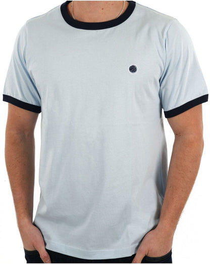 Pretty Green Eclipse Ringer T-Shirt Hellblau