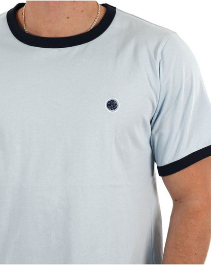Pretty Green Eclipse Ringer T-Shirt Hellblau