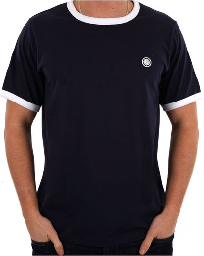 Pretty Green – Eclipse – Ringer-T-Shirt, Marineblau