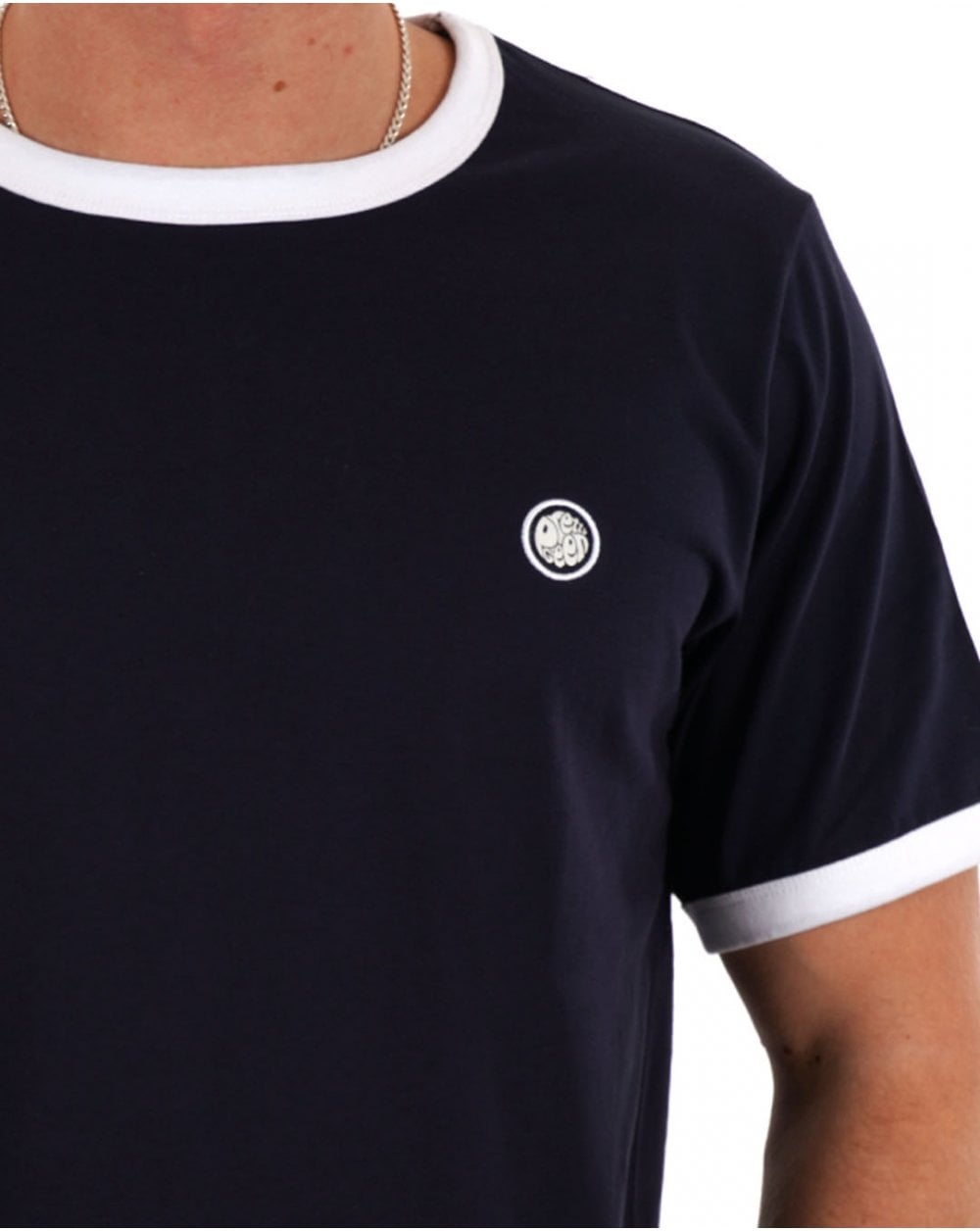 Pretty Green – Eclipse – Ringer-T-Shirt, Marineblau