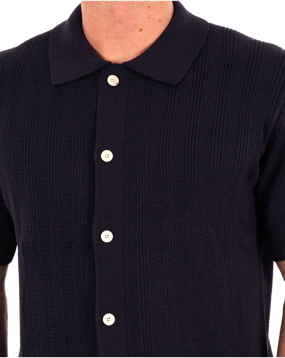 Pretty Green Barker Kurzarm-Strickhemd, Marineblau