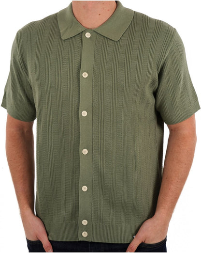 Pretty Green Barker SS Strickhemd Grün
