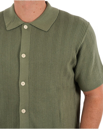 Pretty Green Barker SS Strickhemd Grün