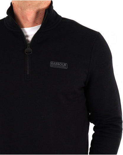 Barbour International Essential Half Zip Sweatshirt Schwarz/Zinn