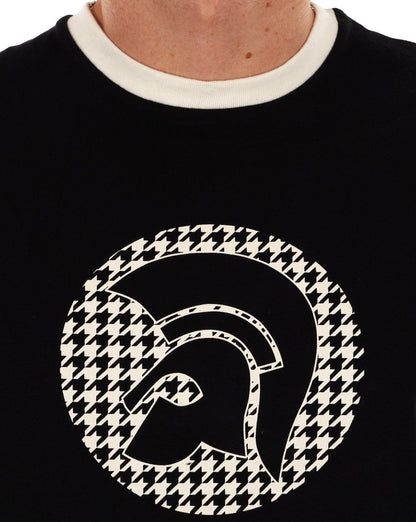 Trojan – T-Shirt mit Hahnentritt-Logo in Schwarz