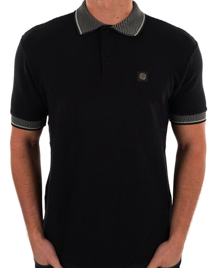 Trojan Poloshirt mit Jacquard-Kragen in Schwarz