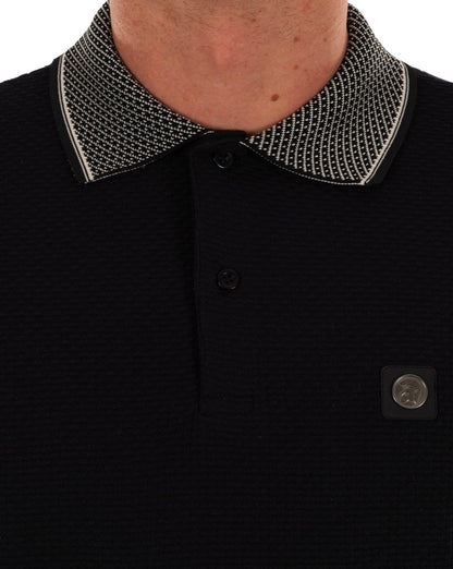 Trojan Poloshirt mit Jacquard-Kragen in Schwarz