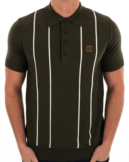 Trojan Feinstrick-Poloshirt mit erhabenen Streifen in Army