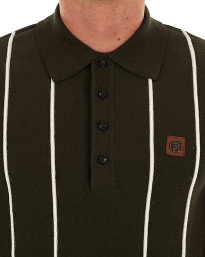Trojan Feinstrick-Poloshirt mit erhabenen Streifen in Army