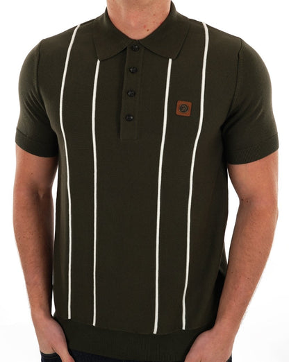 Trojan Feinstrick-Poloshirt mit erhabenen Streifen in Army