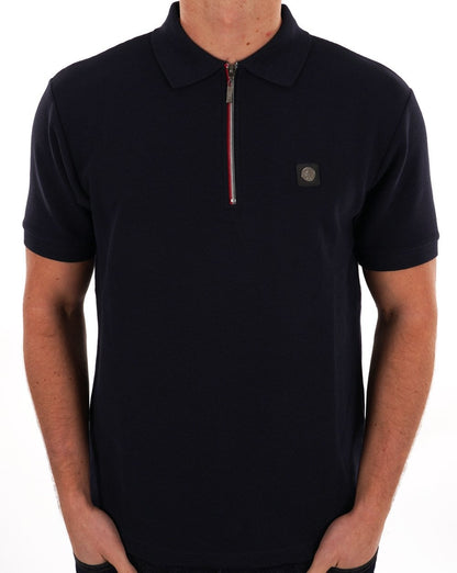 Trojan Ottoman Chrome Zip Polo Navy