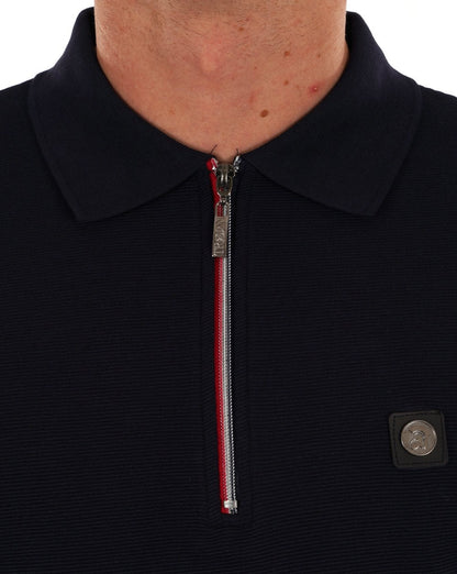 Trojan Ottoman Chrome Zip Polo Navy