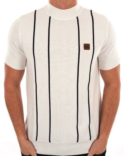 Trojan Raised Stripe Turtle Neck Ecru