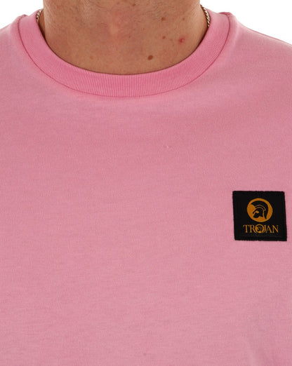 Trojan – Schlichtes T-Shirt mit Aufnäher in Rosa