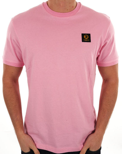 Trojan – Schlichtes T-Shirt mit Aufnäher in Rosa