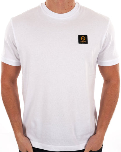 Trojan – Weißes, schlichtes T-Shirt mit Aufnäher