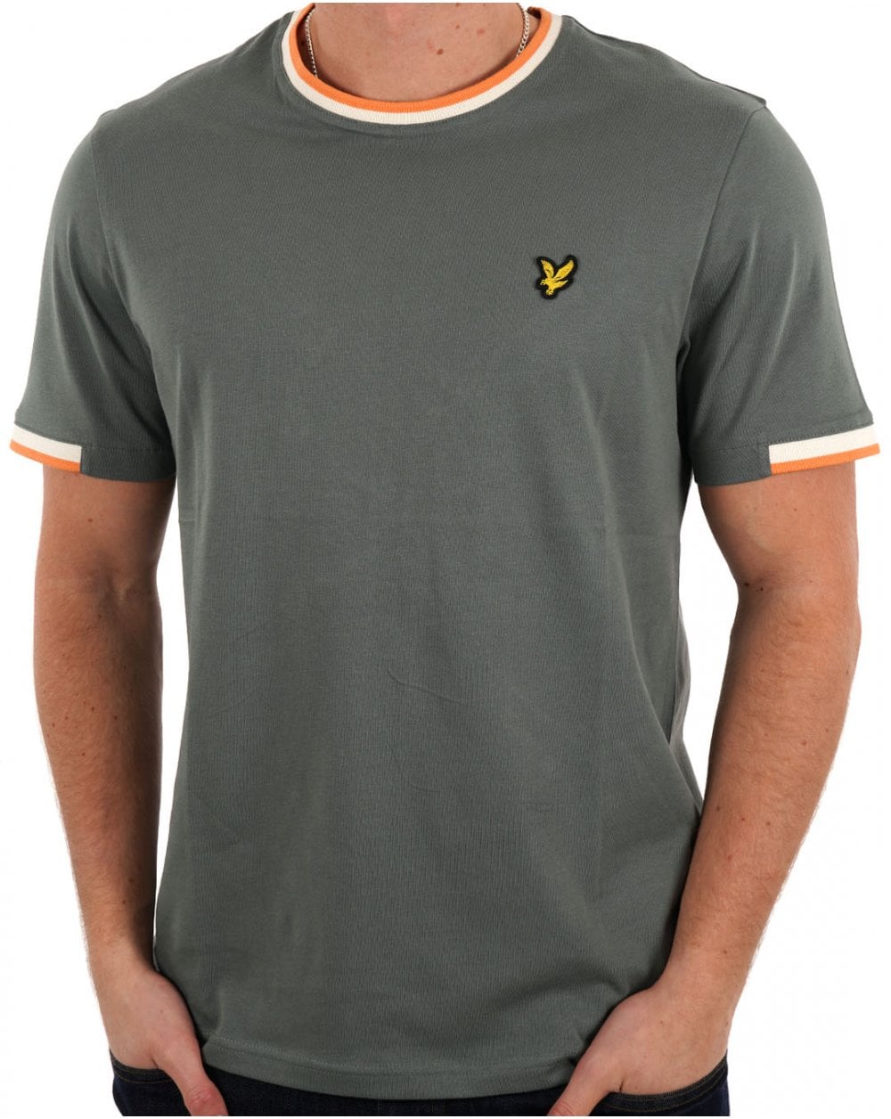 Lyle &amp; Scott – T-Shirt mit halbhohem Rand, Grün Mercurial