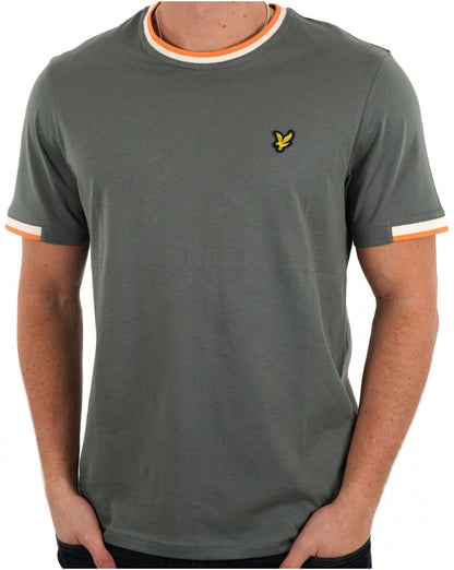 Lyle &amp; Scott – T-Shirt mit halbhohem Rand, Grün Mercurial