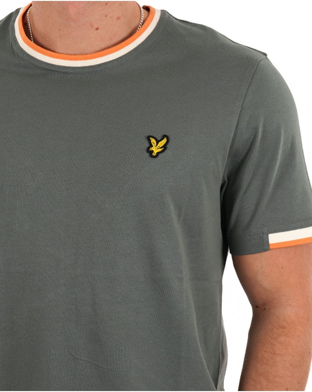 Lyle &amp; Scott – T-Shirt mit halbhohem Rand, Grün Mercurial