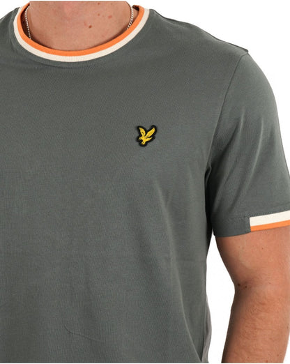 Lyle &amp; Scott – T-Shirt mit halbhohem Rand, Grün Mercurial