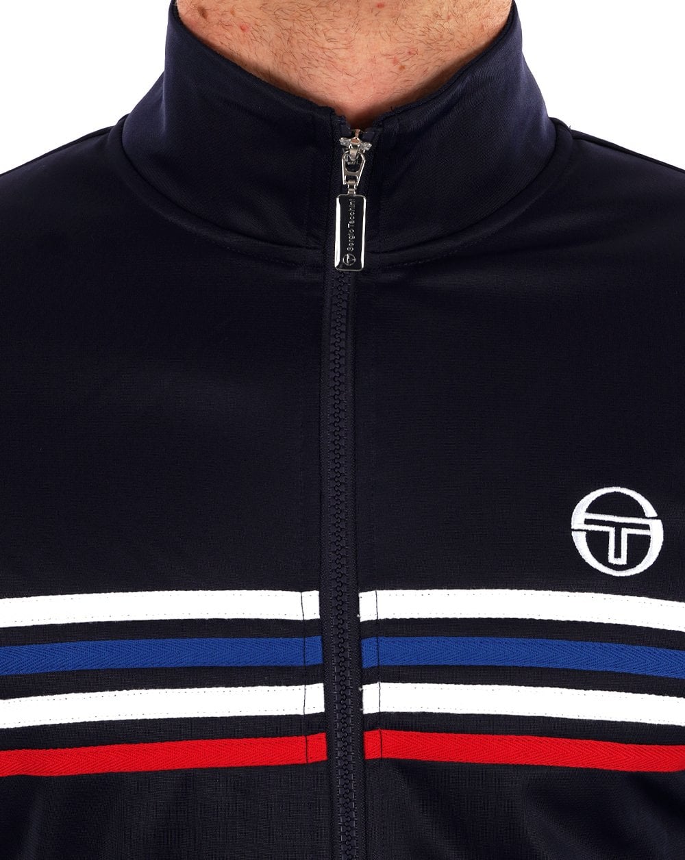 Sergio Tacchini Trainingsoberteil mit mehreren Streifen in Marineblau