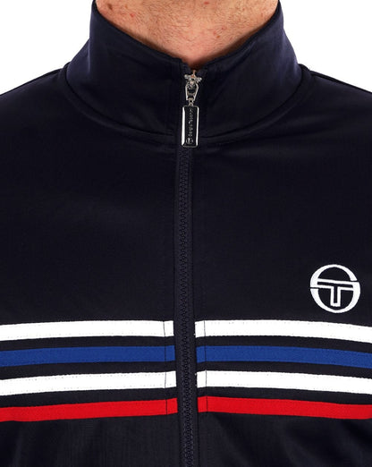 Sergio Tacchini Trainingsoberteil mit mehreren Streifen in Marineblau