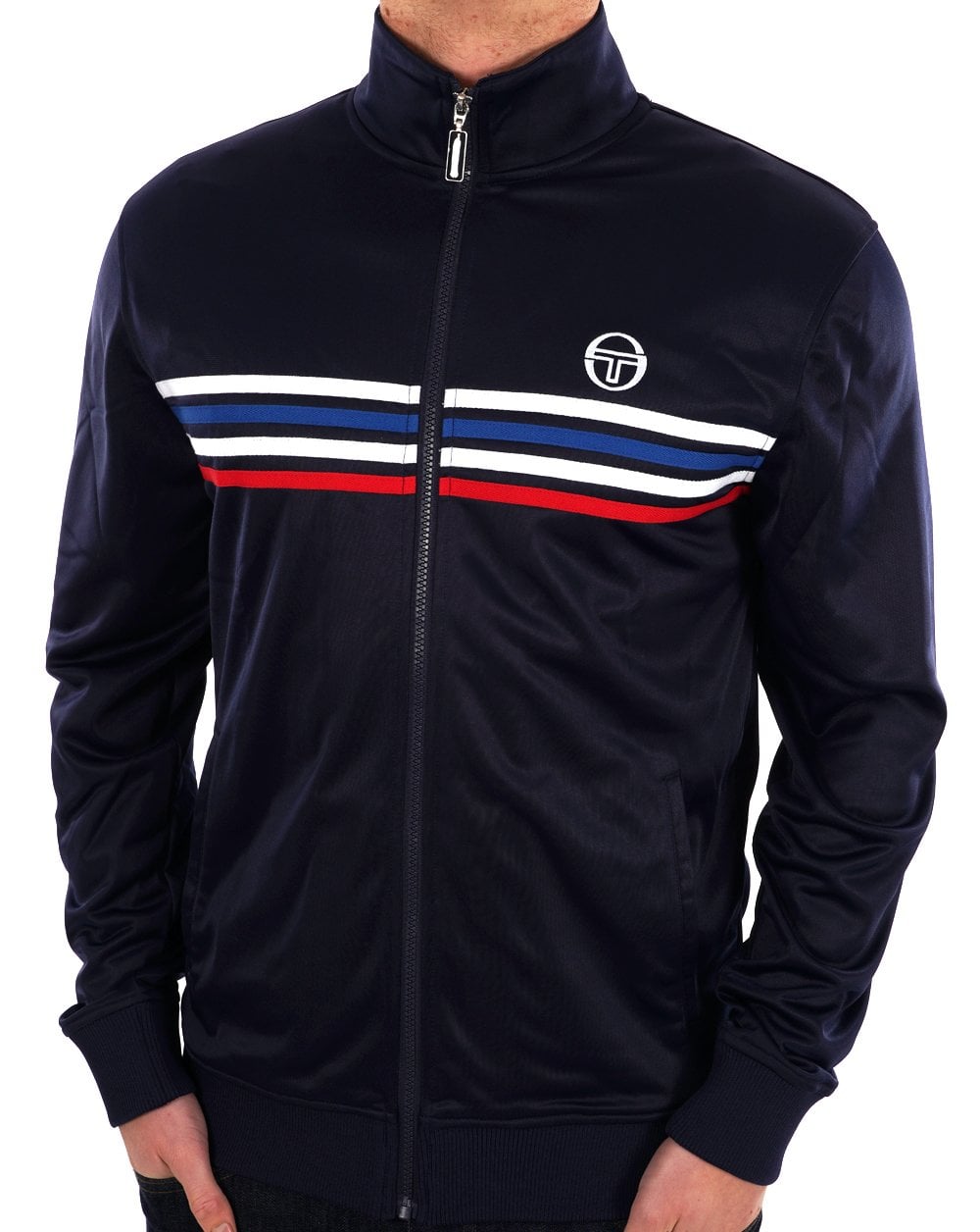 Sergio Tacchini Trainingsoberteil mit mehreren Streifen in Marineblau