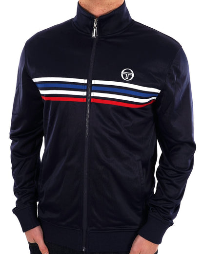 Sergio Tacchini Trainingsoberteil mit mehreren Streifen in Marineblau