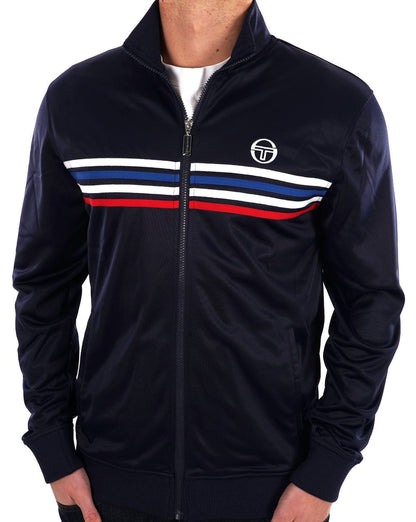 Sergio Tacchini Trainingsoberteil mit mehreren Streifen in Marineblau