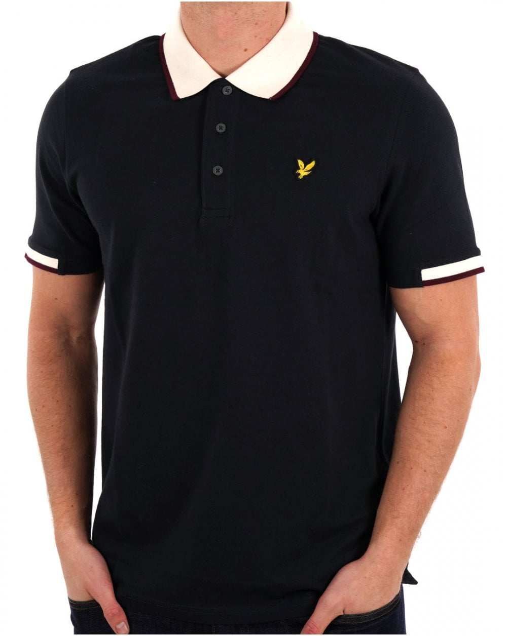 Lyle &amp; Scott – Poloshirt mit Streifen in Marineblau