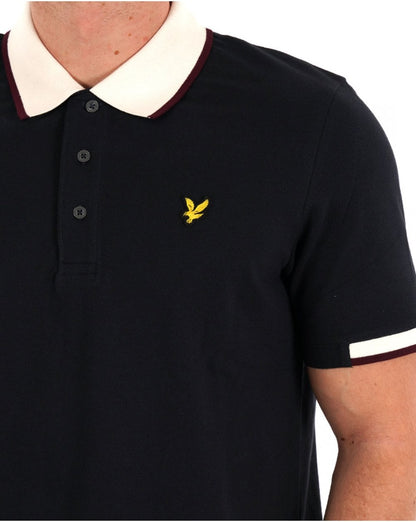 Lyle &amp; Scott – Poloshirt mit Streifen in Marineblau