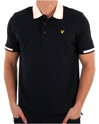 Lyle &amp; Scott – Poloshirt mit Streifen in Marineblau