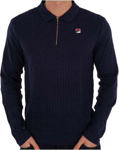 Fila Vintage Rib Zip Poloshirt, Marineblau