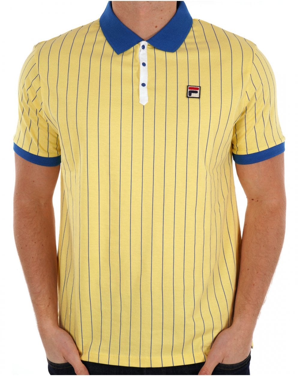 Fila Vintage BB1 ​​Poloshirt Hellgelb / Türkisches Meer