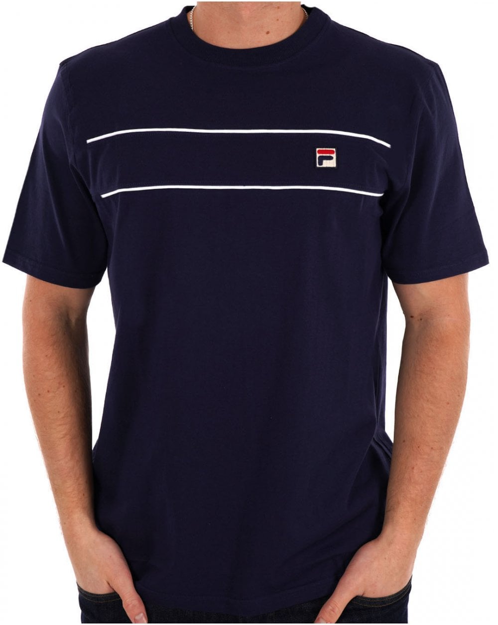Fila Vintage Tris T-Shirt Marineblau Weiß