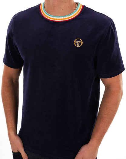 Sergio Tacchini Slice Velours T-Shirt Marineblau