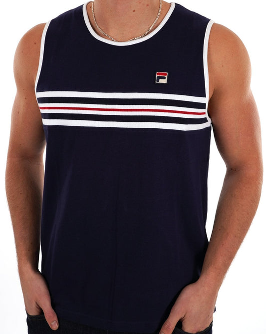 Fila – Weste mit Vintage-Streifen auf der Brust, Marineblau