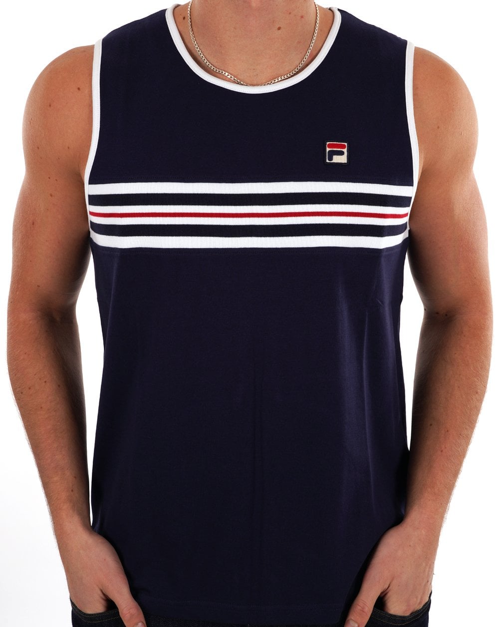 Fila – Weste mit Vintage-Streifen auf der Brust, Marineblau