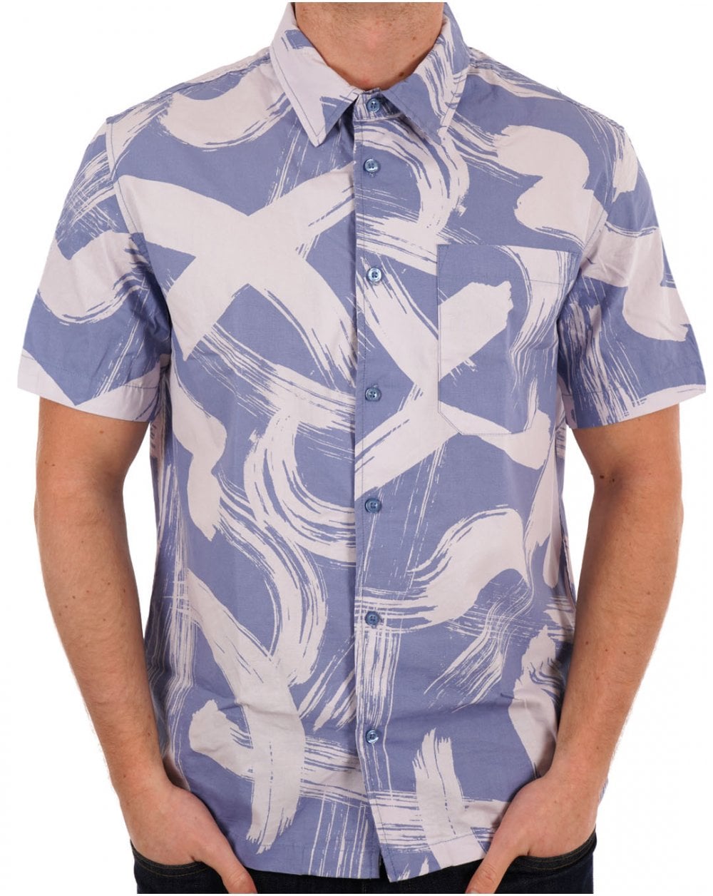 Weekend Offender Toshima Camo Kurzarmhemd in zartem Flieder