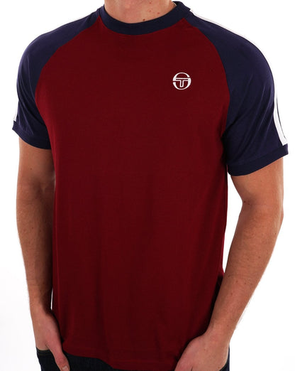 Sergio Tacchini Retro Ace T-Shirt Dunkelrot/Marineblau