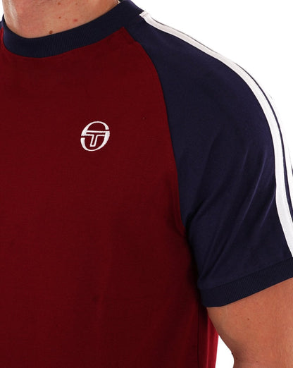 Sergio Tacchini Retro Ace T-Shirt Dunkelrot/Marineblau