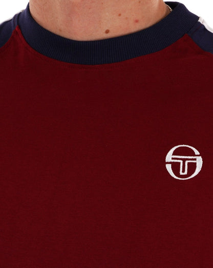 Sergio Tacchini Retro Ace T-Shirt Dunkelrot/Marineblau